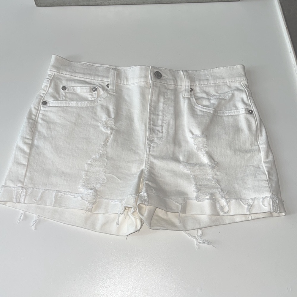 Gap Winter White Distressed Denim Shorts